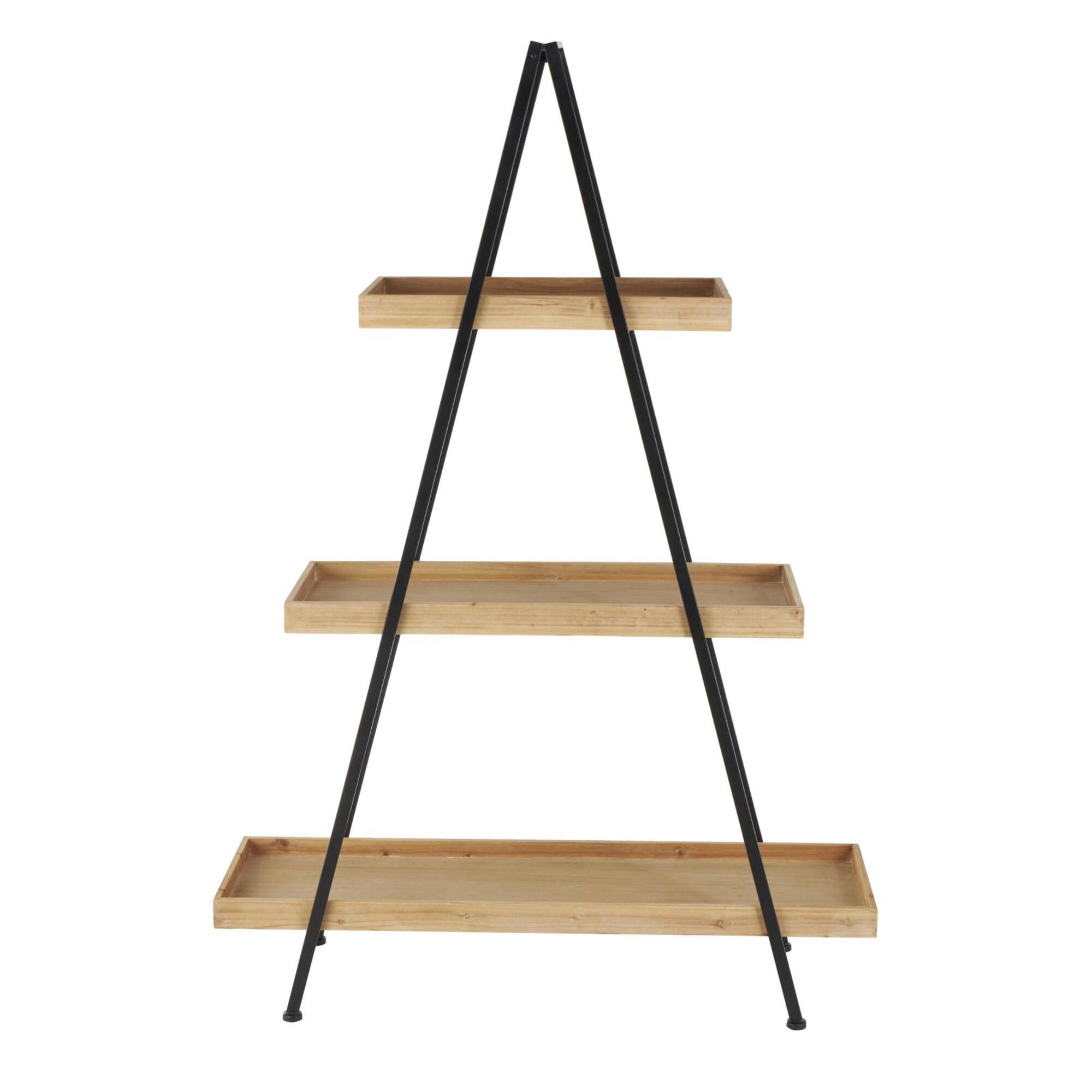 42" x 60" Black Metal 3 Shelf Storage Shelving Unit with Triangle Frame